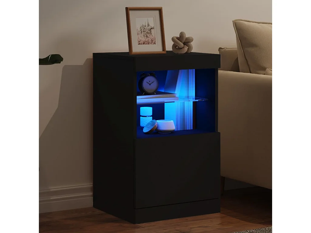 Credenza con Luci LED Nera 41x37x67 cm