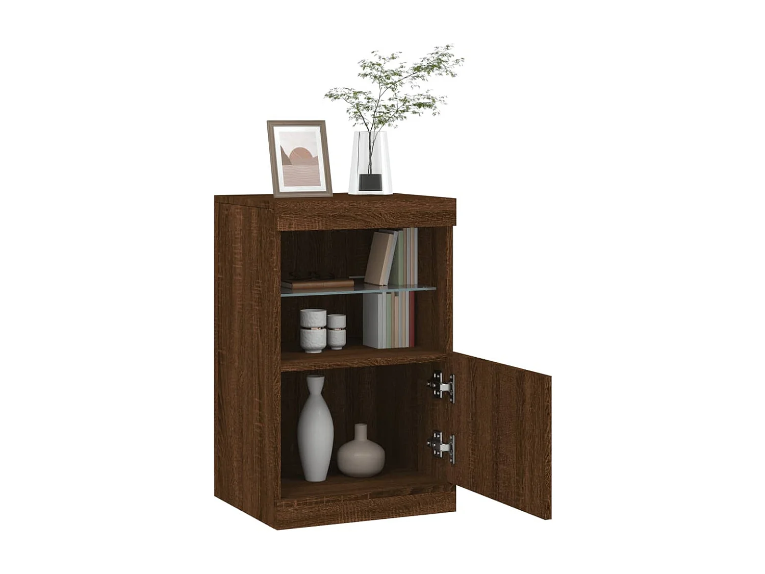 Buffet avec lumières LED chêne marron 41x37x67 cm