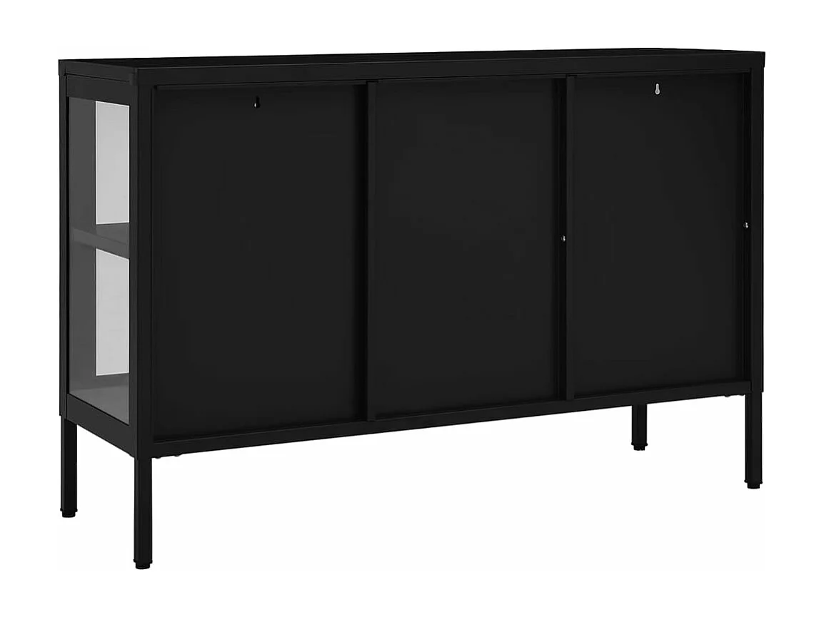 Buffet Noir 105x35x70 cm Acier et verre