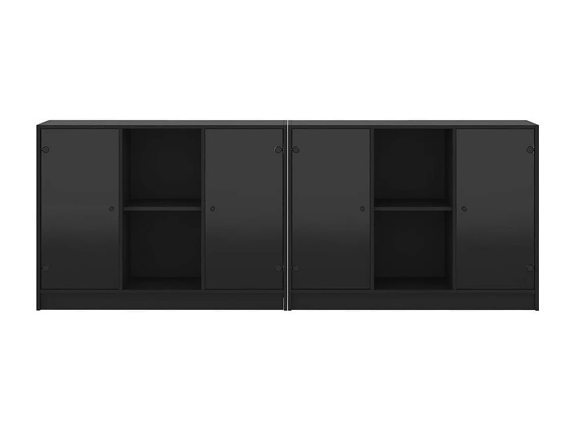 Bücherschrank mit Türen Schwarz 204x37x75 cm Holzwerkstoff