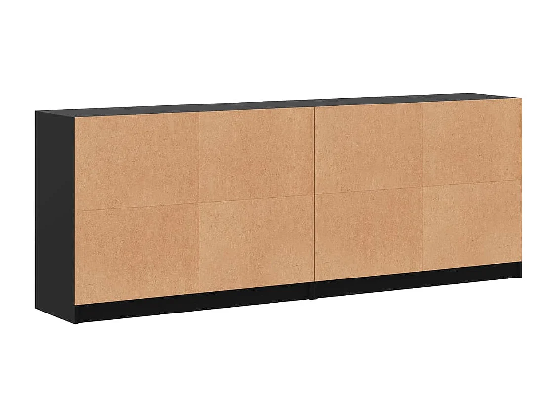 Bücherschrank mit Türen Schwarz 204x37x75 cm Holzwerkstoff