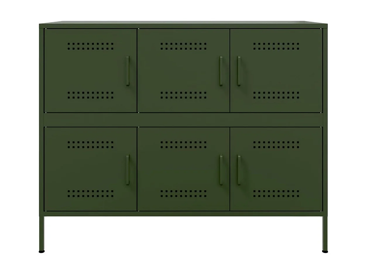 Aparador acero verde oliva 100,5x39x79 cm