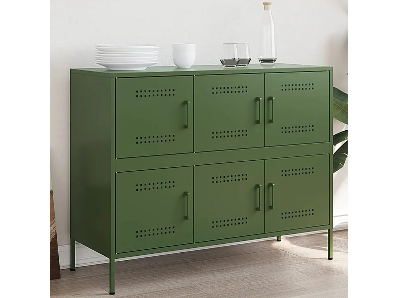 Aparador acero verde oliva 100,5x39x79 cm