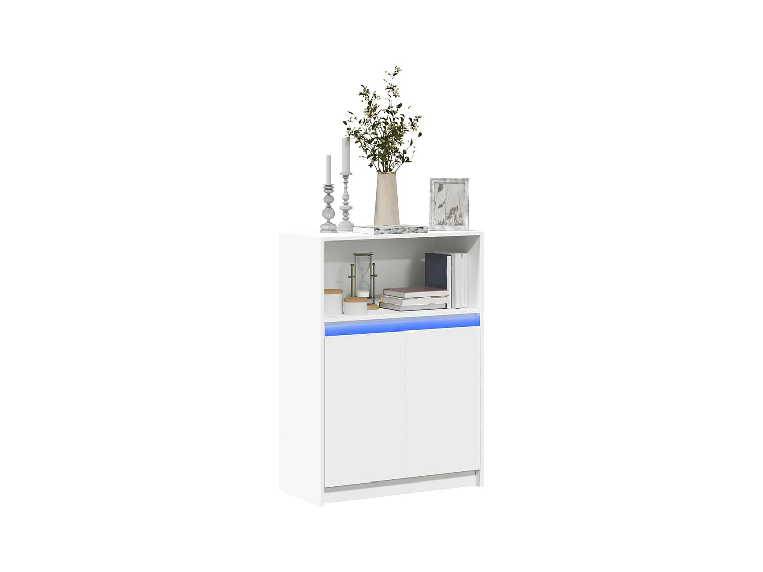 Credenza con LED Bianca 72x34x100 cm in Legno Multistrato