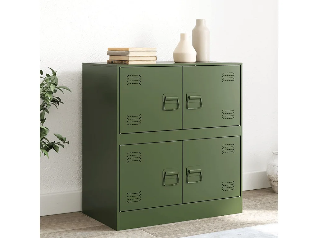 Dressoir 67x39x73 cm staal olijfgroen