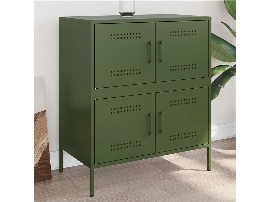 Dressoir 68x39x79 cm staal olijfgroen