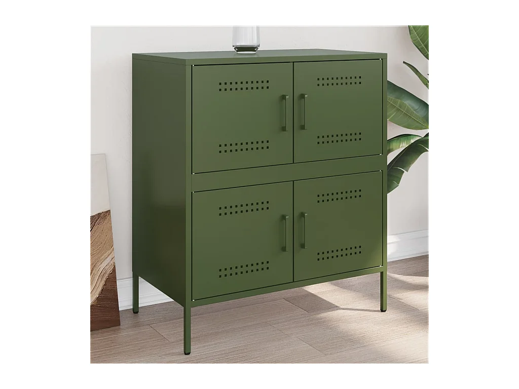 Aparador de acero verde oliva 68x39x79 cm