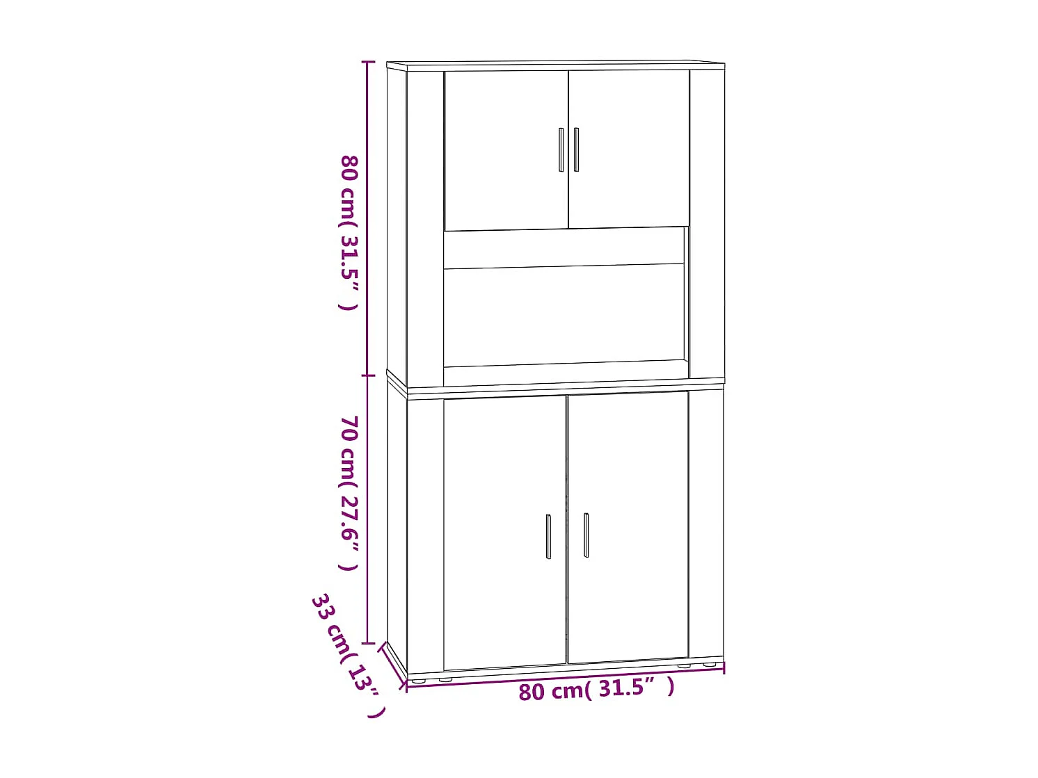 Buffet haut Gris béton Bois d'ingénierie