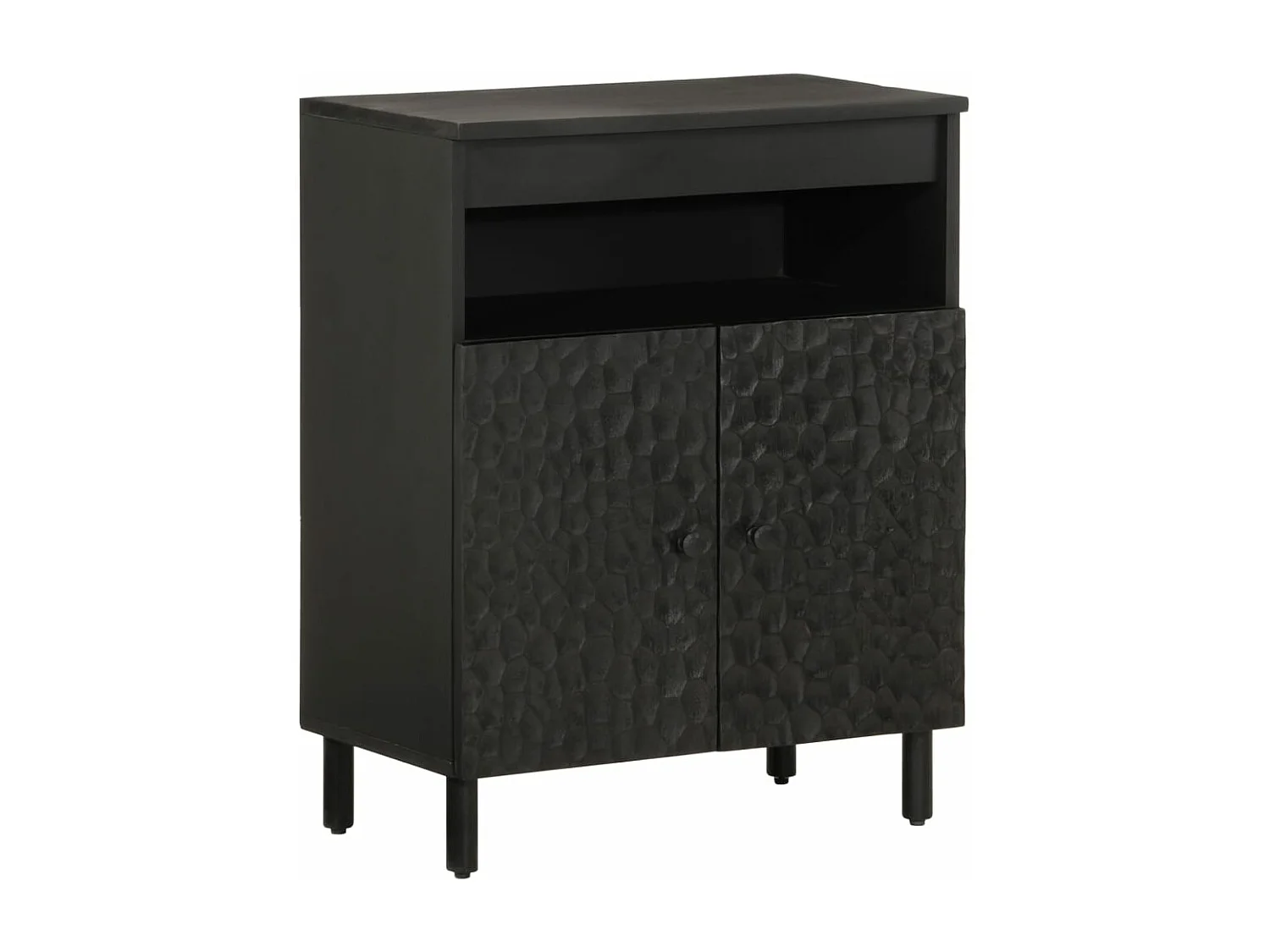 Armoire latérale noir 60x33x75 cm bois massif de manguier