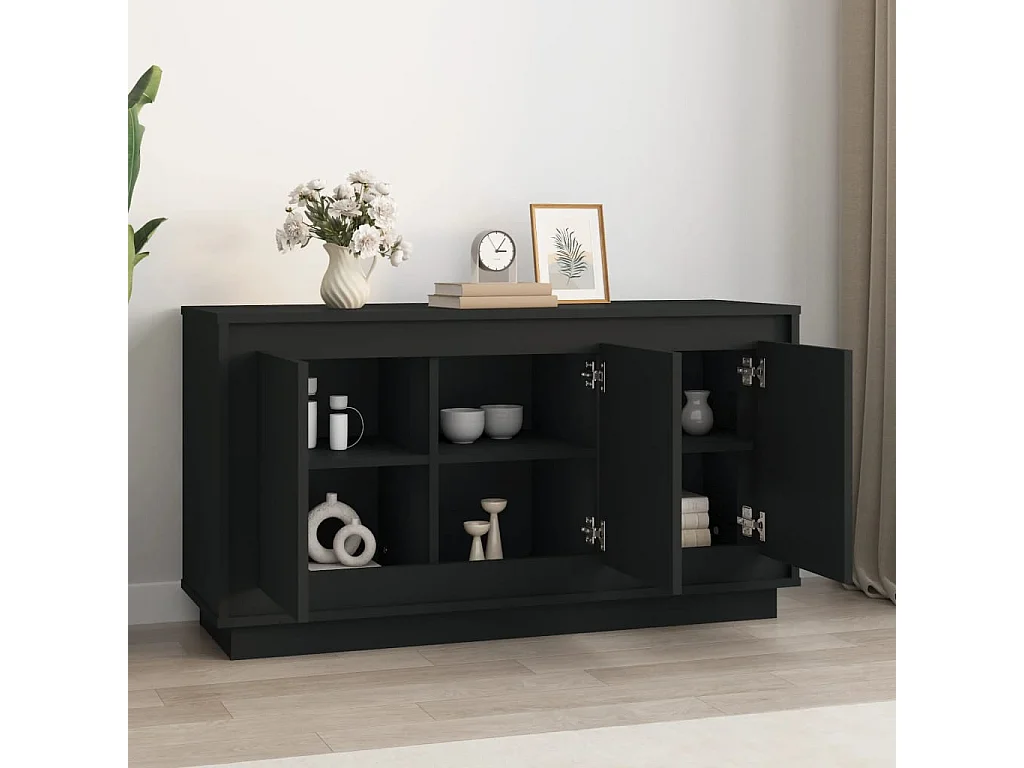 Buffet noir 102x35x55 cm bois d'ingénierie
