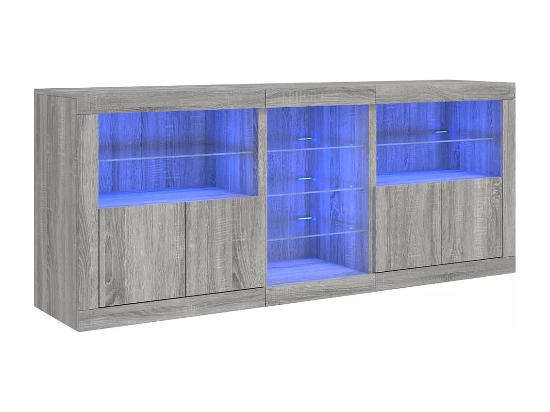 Aparador com luzes LED 181,5x37x67 cm cinzento sonoma