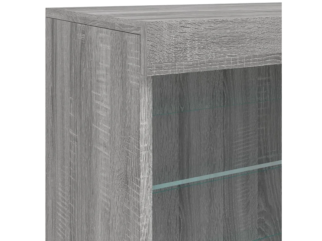 Aparador com luzes LED 181,5x37x67 cm cinzento sonoma