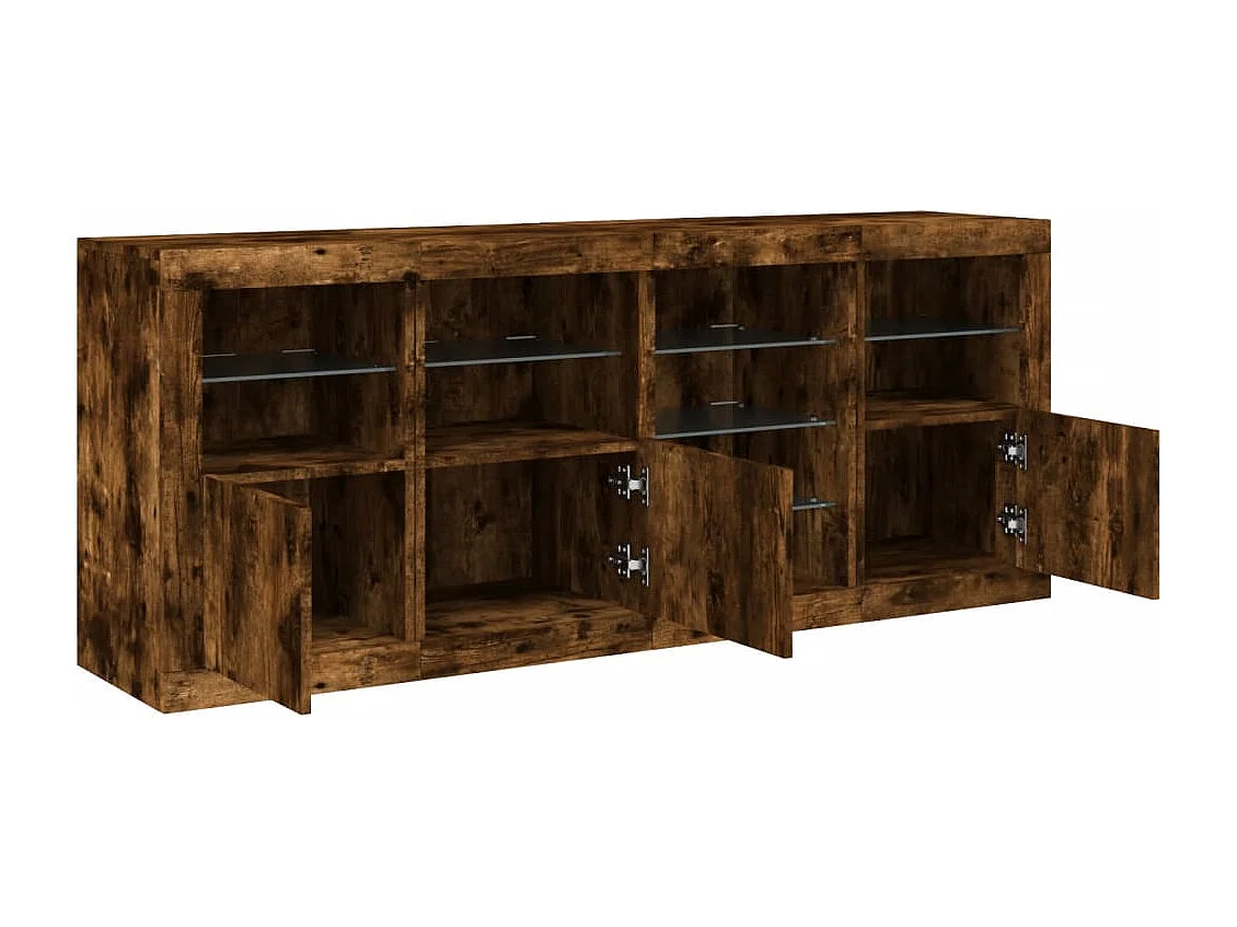 Aparador con luces LED roble ahumado 164x37x67 cm