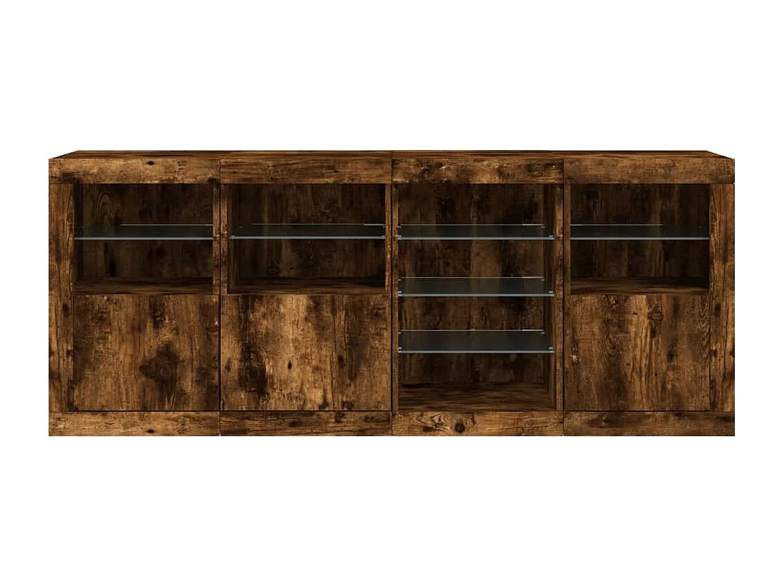 Aparador con luces LED roble ahumado 164x37x67 cm