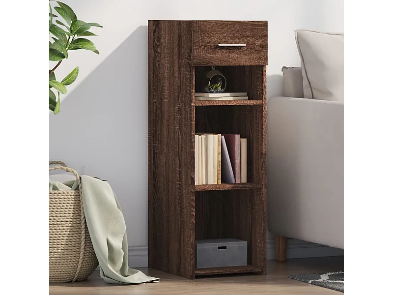 Aparador de madera de ingeniería marrón roble 30x42,5x93 cm