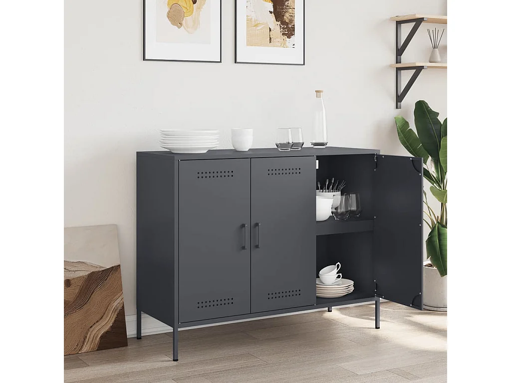 Sideboard Anthrazit 100,5x39x79 cm Stahl