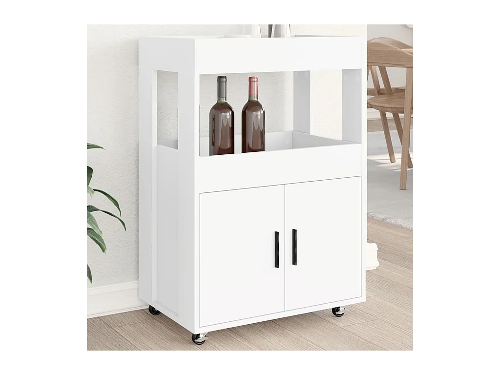 Chariot de bar blanc 60x39,5x89 cm bois d'ingénierie