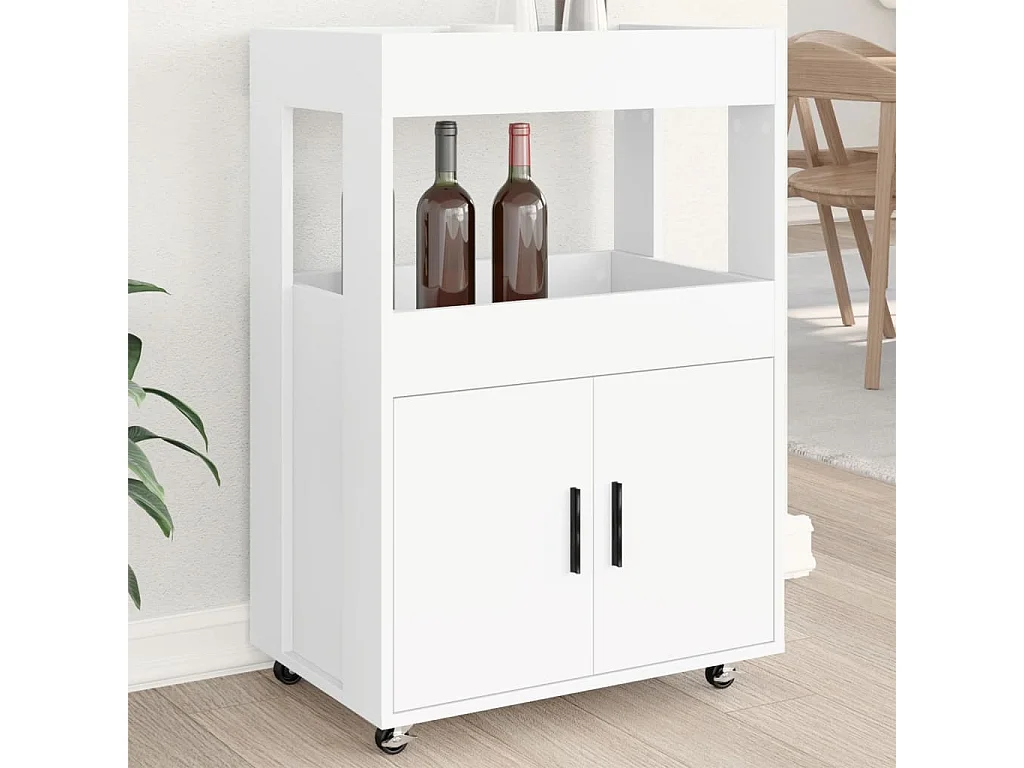 Carrito de bar madera de ingeniería blanco 60x39,5x89 cm