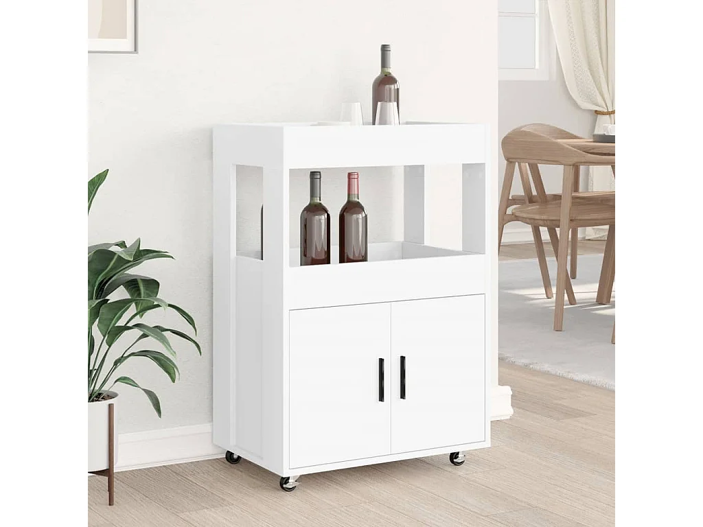 Carrito de bar madera de ingeniería blanco 60x39,5x89 cm