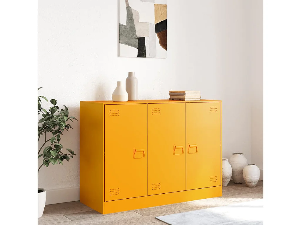 Buffet jaune moutarde 99x39x73 cm acier