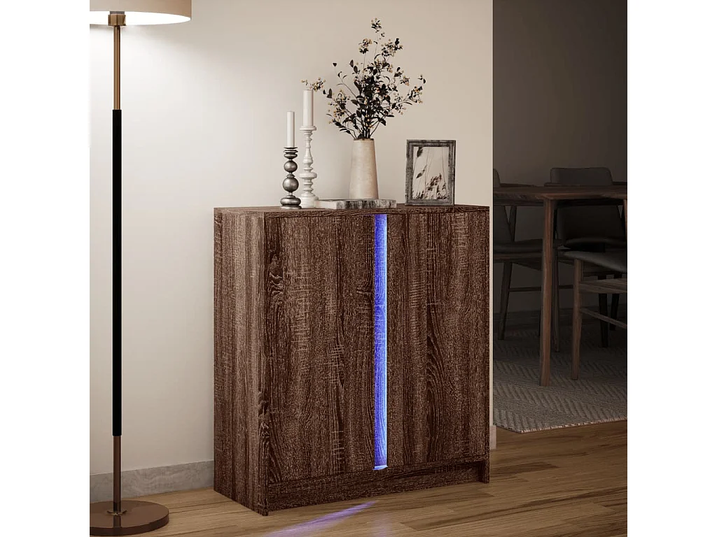 LED-Sideboard Braun Eichen-Optik 77x34x85 cm Holzwerkstoff
