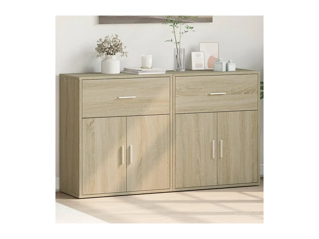 Buffets 2 pcs chêne sonoma 60x31x70 cm bois d'ingénierie