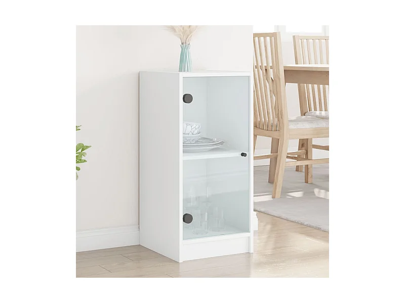 Mobile con Ante in Vetro Bianco 35x37x75,5 cm