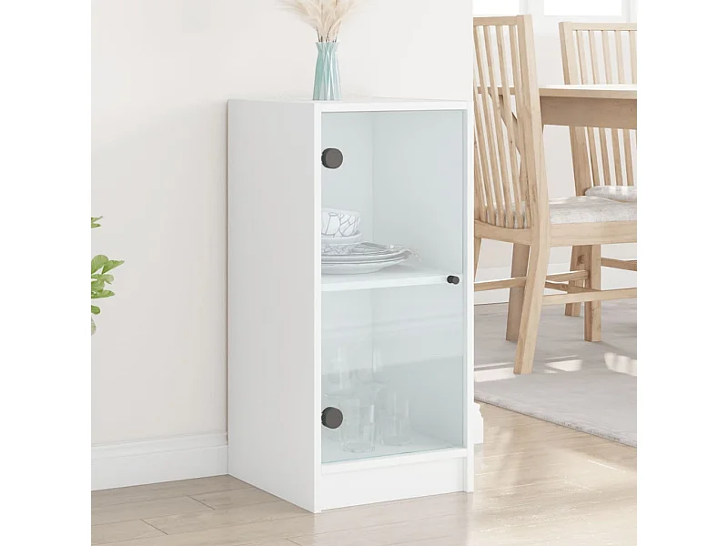 Mobile con Ante in Vetro Bianco 35x37x75,5 cm