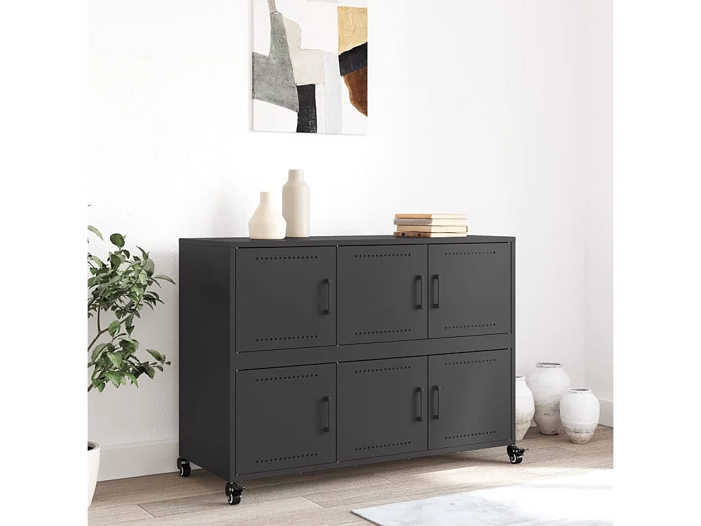 Credenza Nera 100,5x39x72 cm in Acciaio