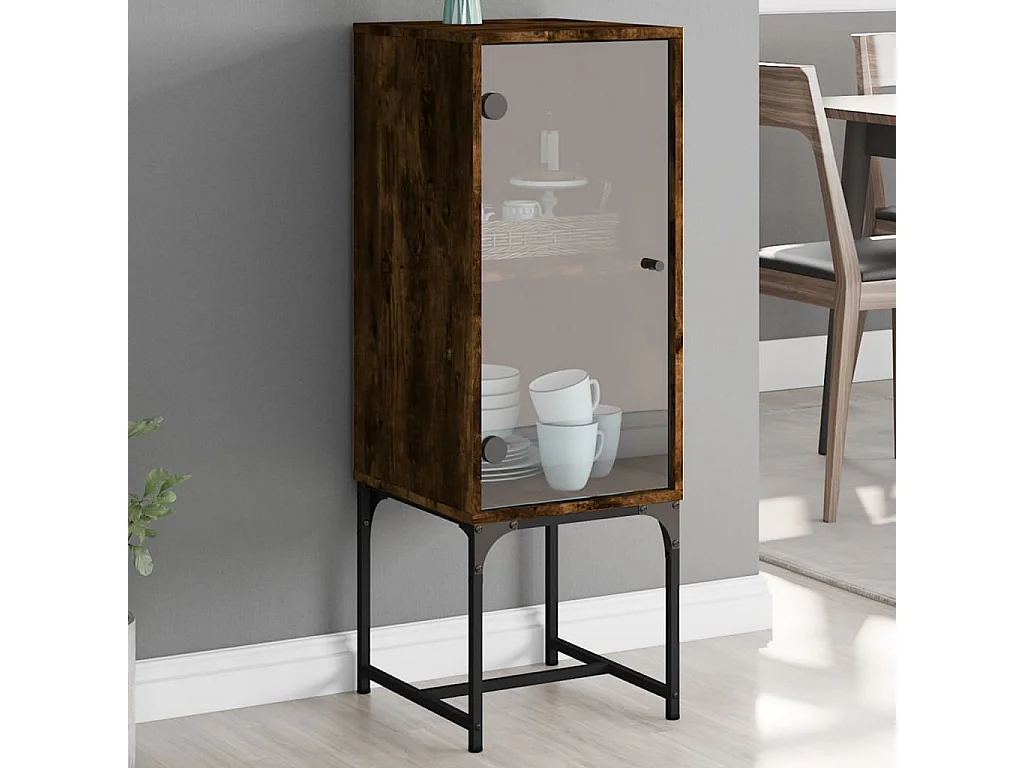 Mobile con Anta in Vetro Rovere Fumo 35x37x100 cm