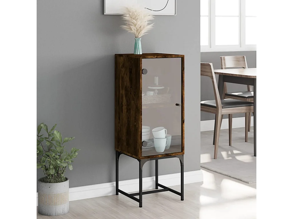 Mobile con Anta in Vetro Rovere Fumo 35x37x100 cm