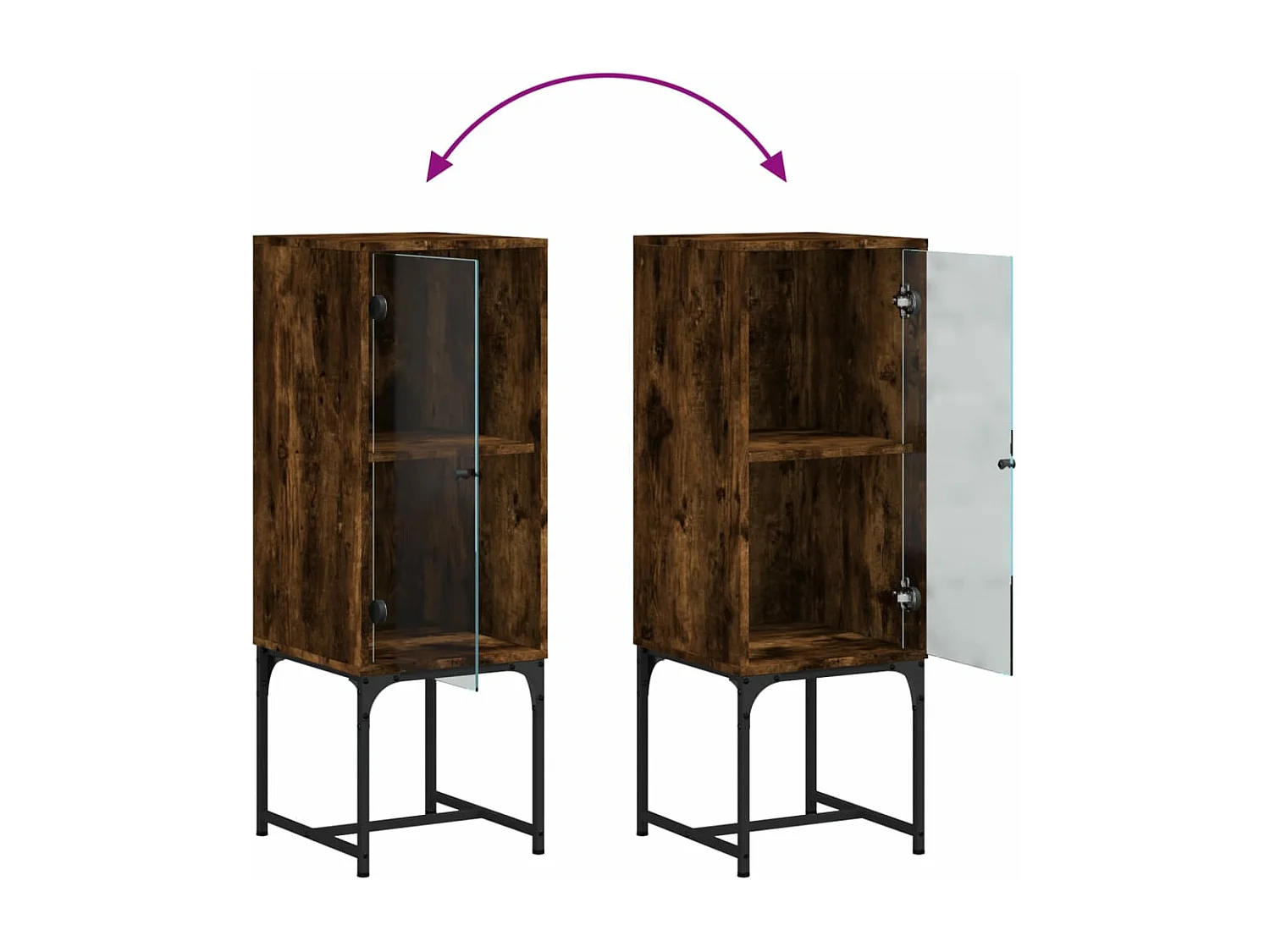 Mobile con Anta in Vetro Rovere Fumo 35x37x100 cm