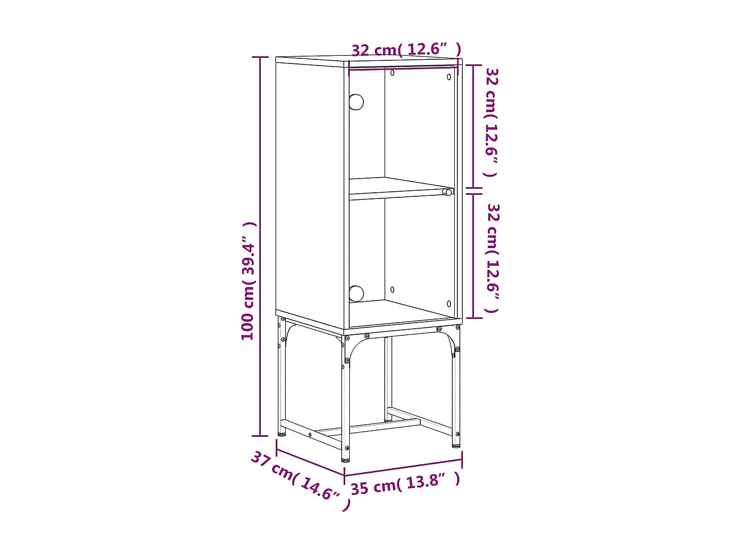 Mobile con Anta in Vetro Rovere Fumo 35x37x100 cm