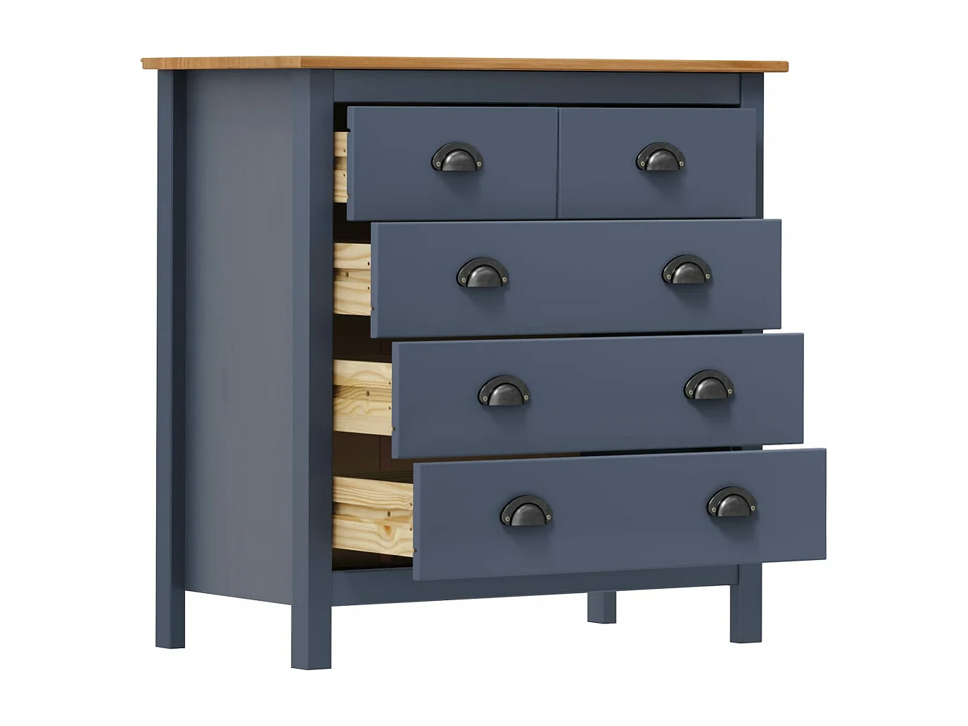 Sideboard Hill Grau 79x40x80 cm Massivholz Kiefer