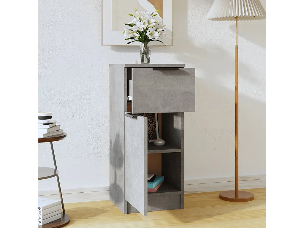 Buffet Gris béton 30x30x70 cm Bois d'ingénierie