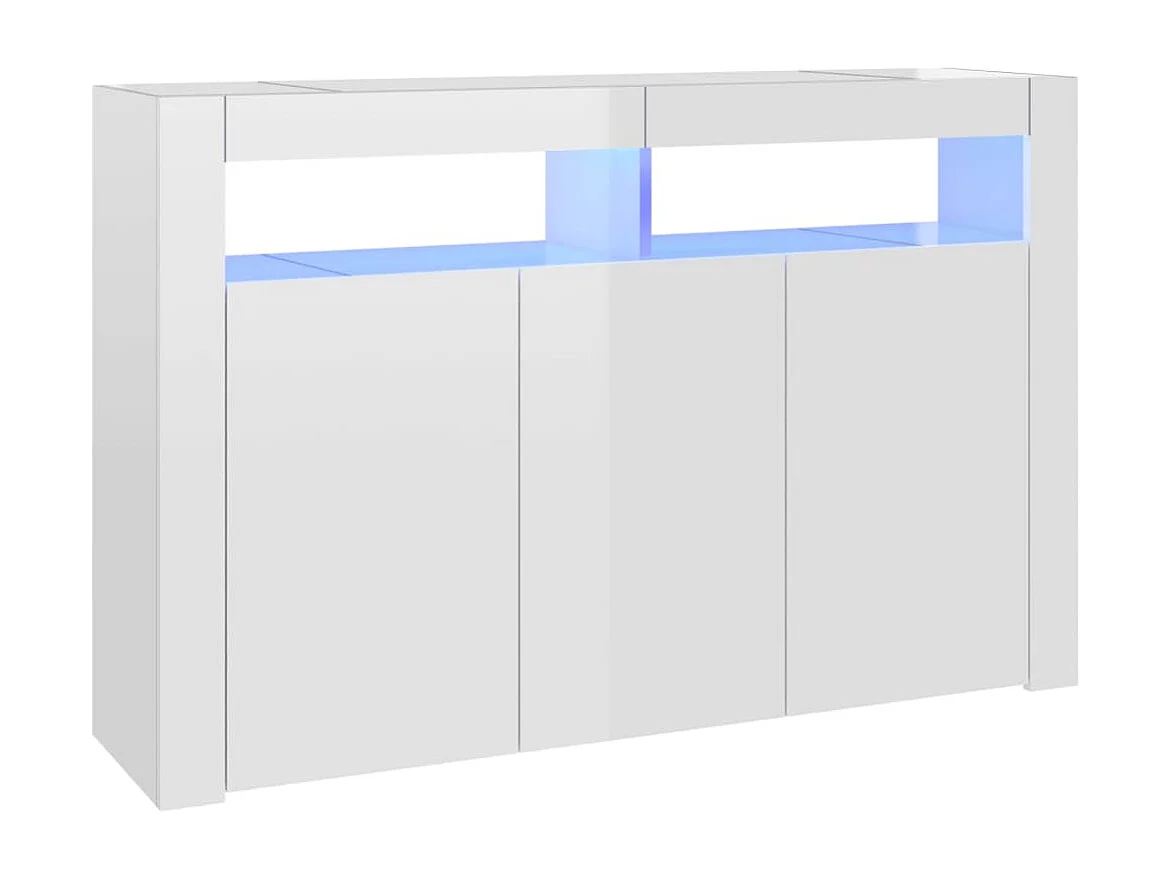Sideboard mit LED-Leuchten Hochglanz-Weiß 115,5x30x75 cm