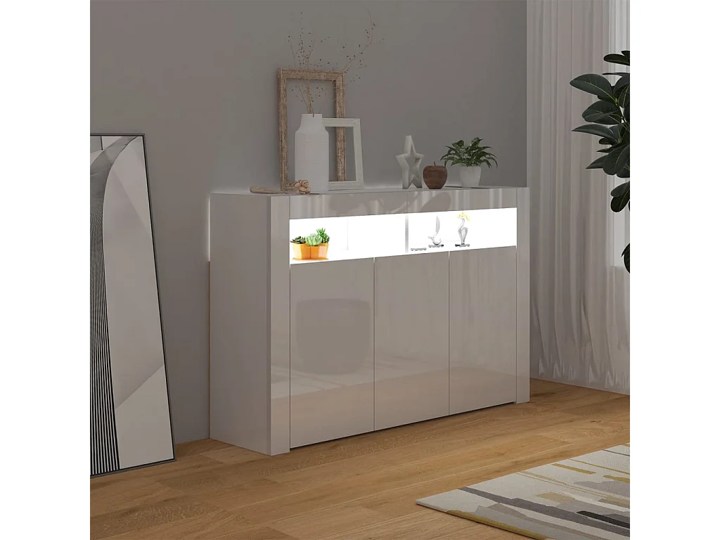 Sideboard mit LED-Leuchten Hochglanz-Weiß 115,5x30x75 cm