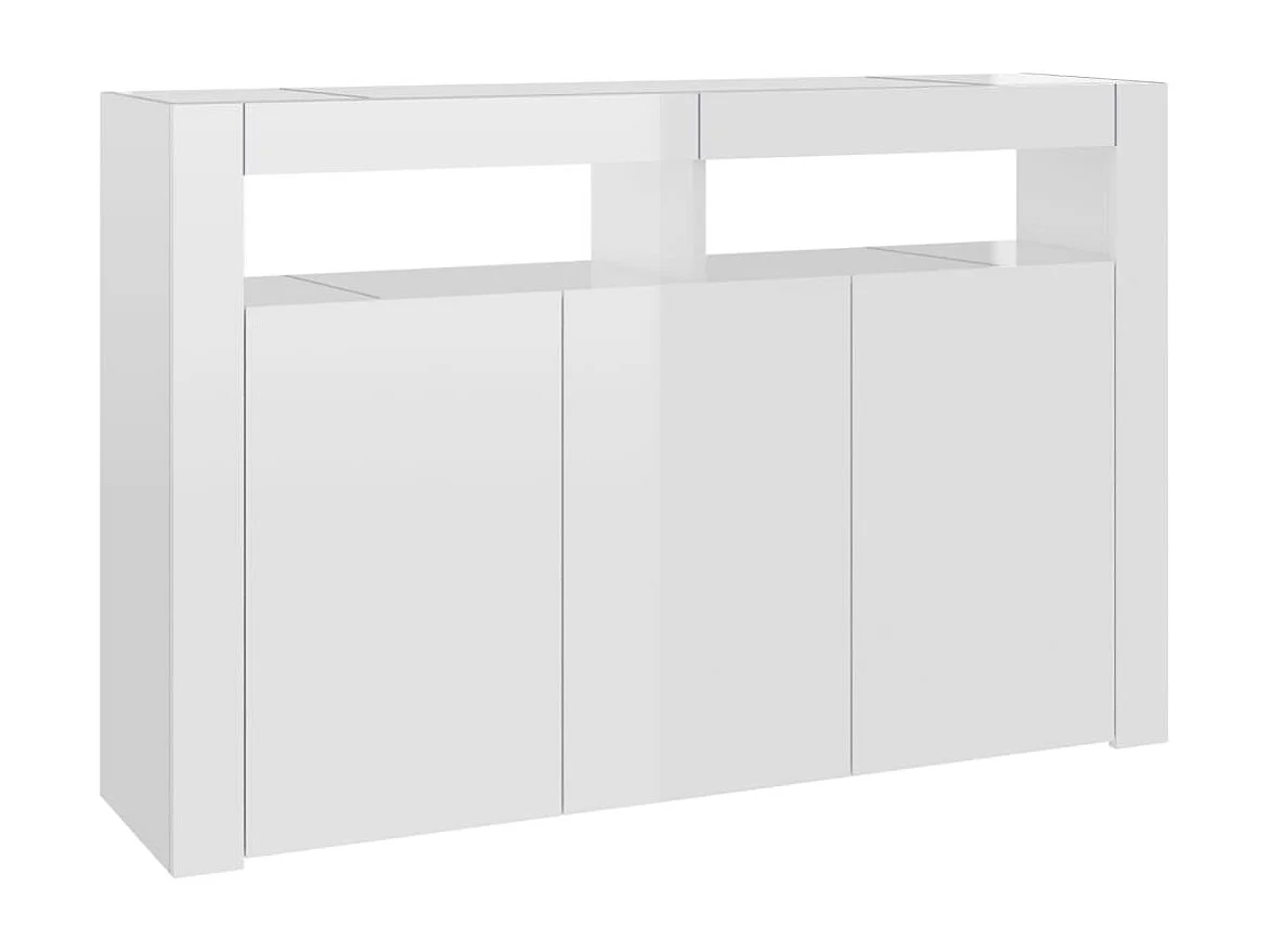 Sideboard mit LED-Leuchten Hochglanz-Weiß 115,5x30x75 cm