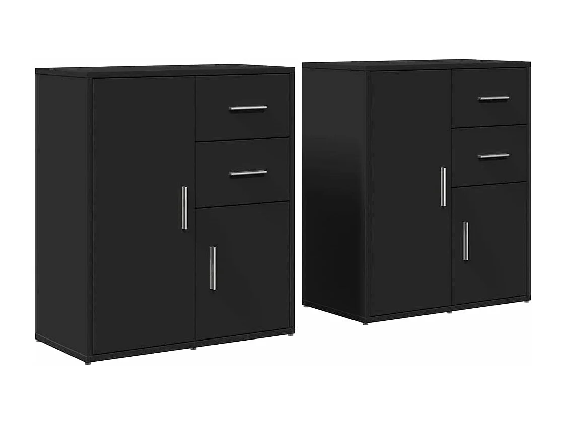 Buffets 2 pcs noir 60x31x70 cm bois d'ingénierie