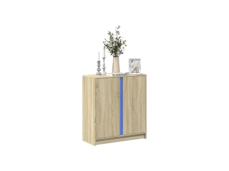 Credenza con LED Rovere Sonoma 77x34x85 cm in Legno Multistrato