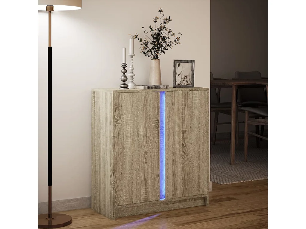 LED-Sideboard Sonoma-Eiche 77x34x85 cm Holzwerkstoff
