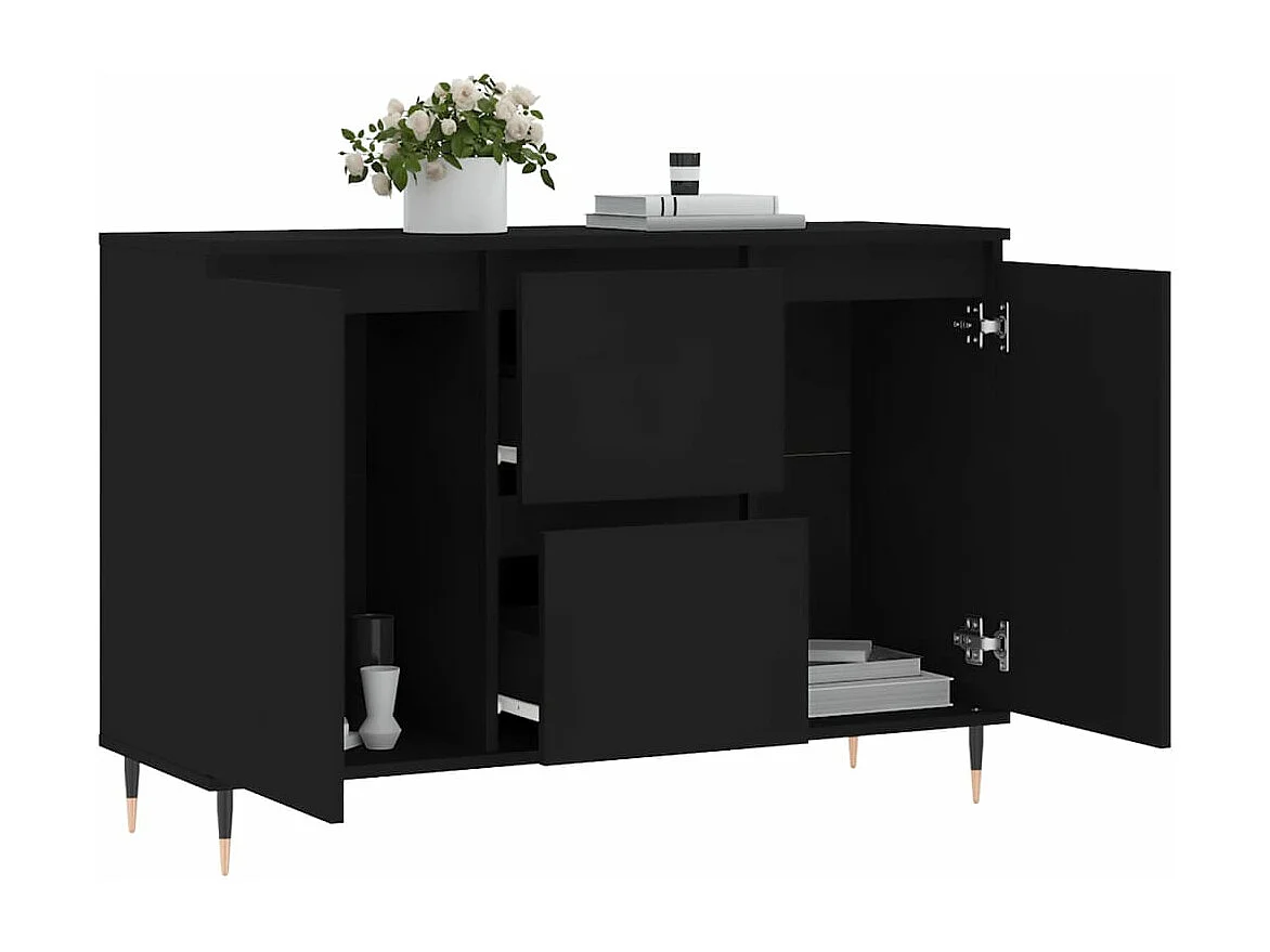 Buffet noir 104x35x70 cm bois d’ingénierie