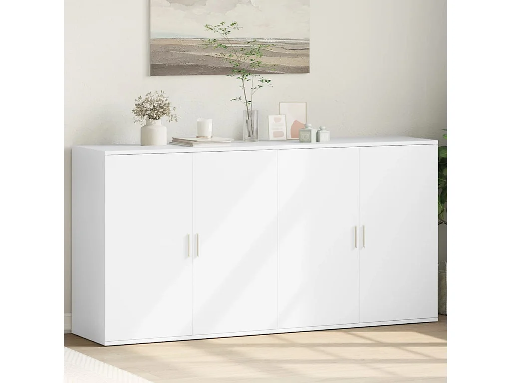 Credenze 2 pz Bianche 79x38x80 cm in Legno Multistrato