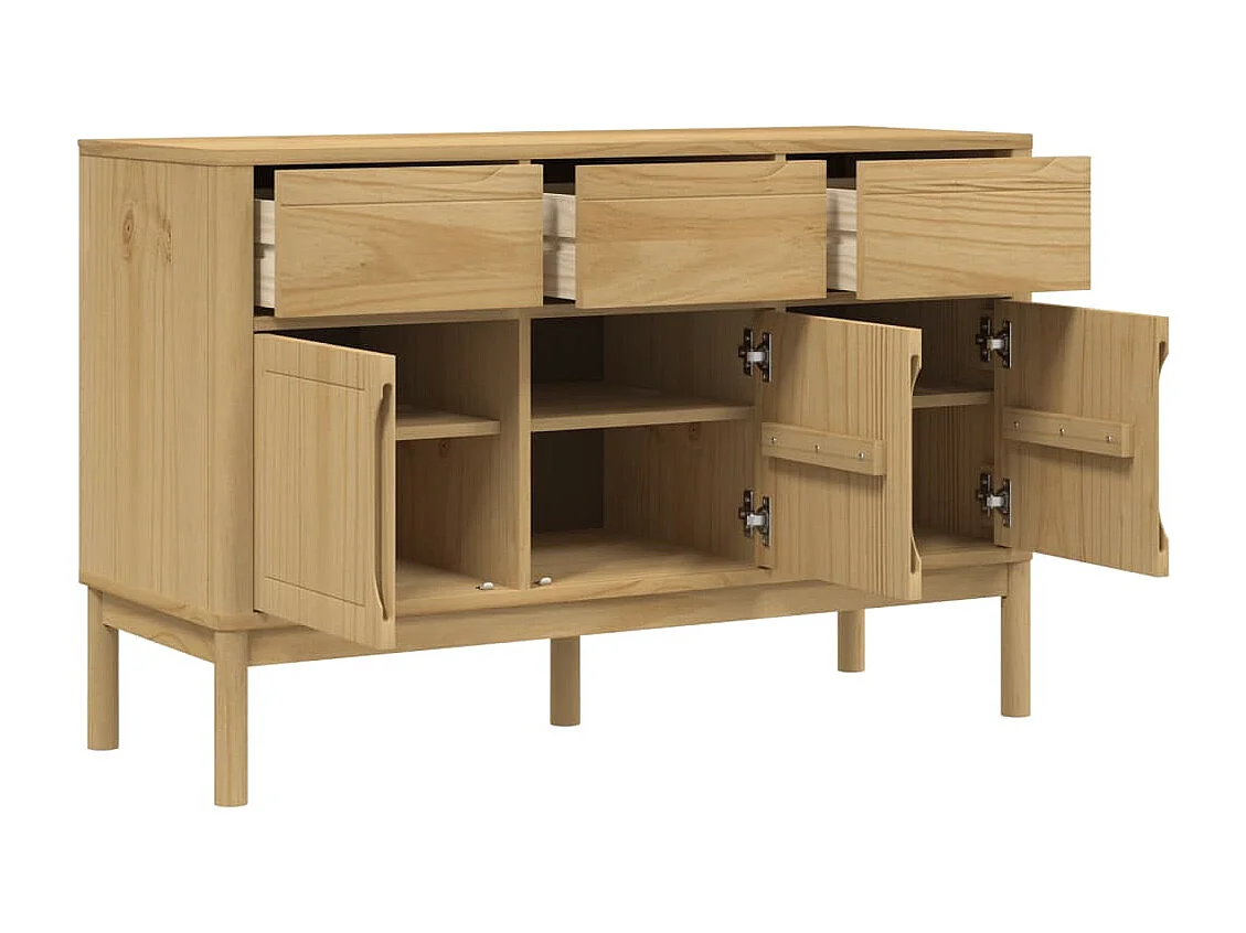 Aparador FLORO madera maciza de pino marrón cera 114x43x74 cm