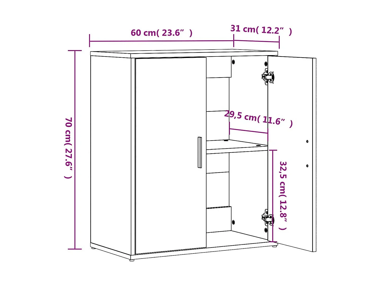 Buffets 2 pcs noir 60x31x70 cm bois d'ingénierie