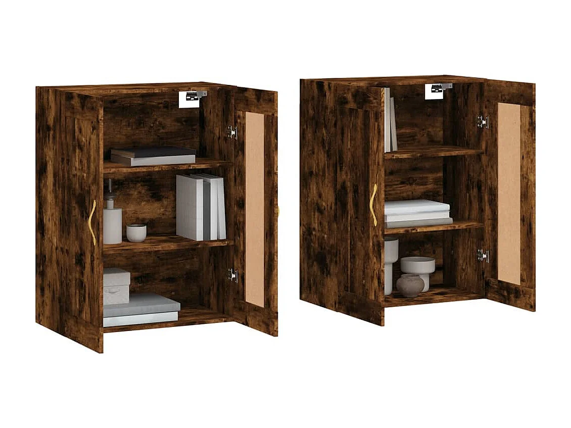 Armadietti a Parete 2 pz Rovere Fumo in Legno Multistrato