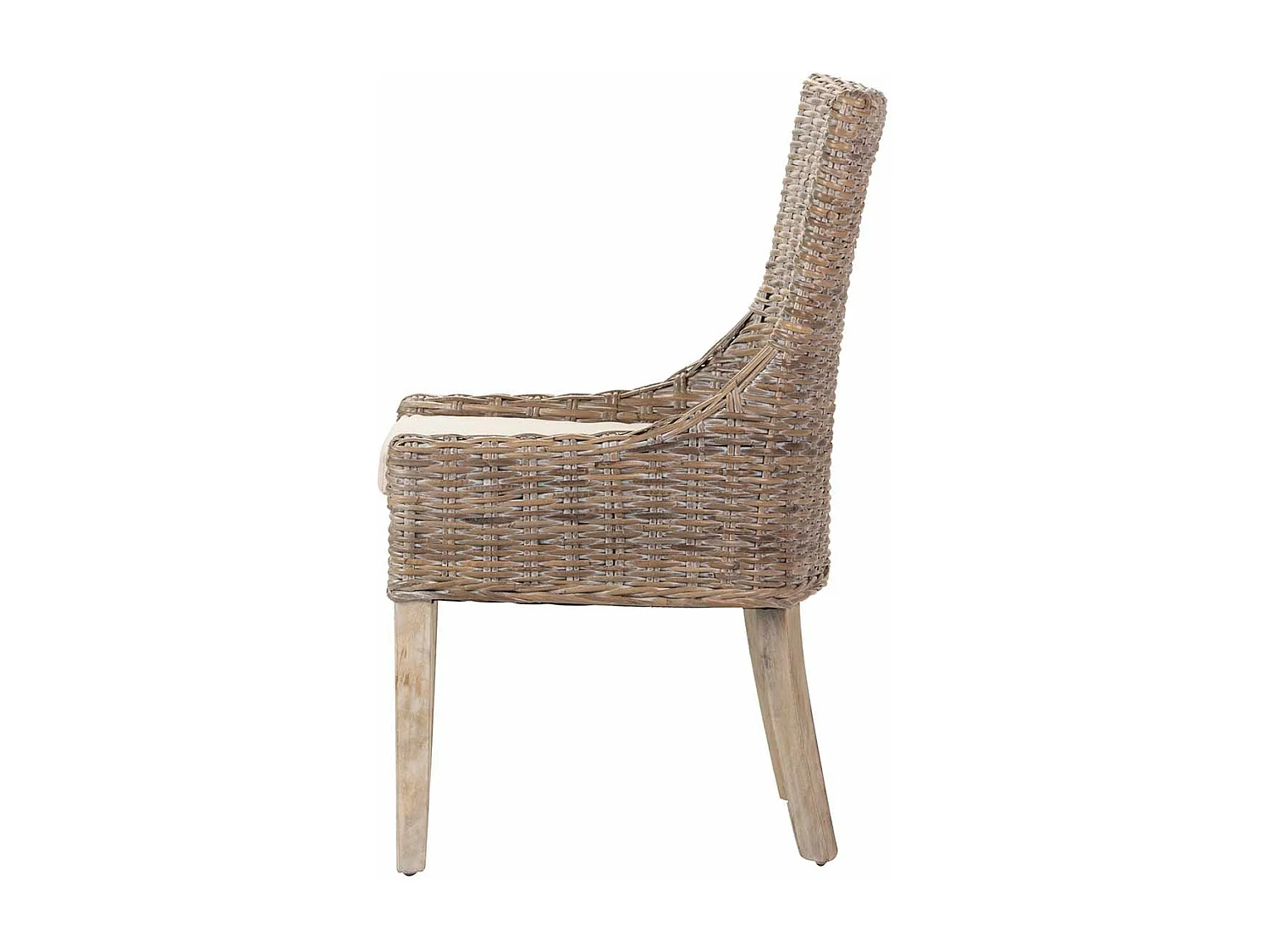 Silla Ratan Lino Madera Marrón Beige 54x52x91 Cm