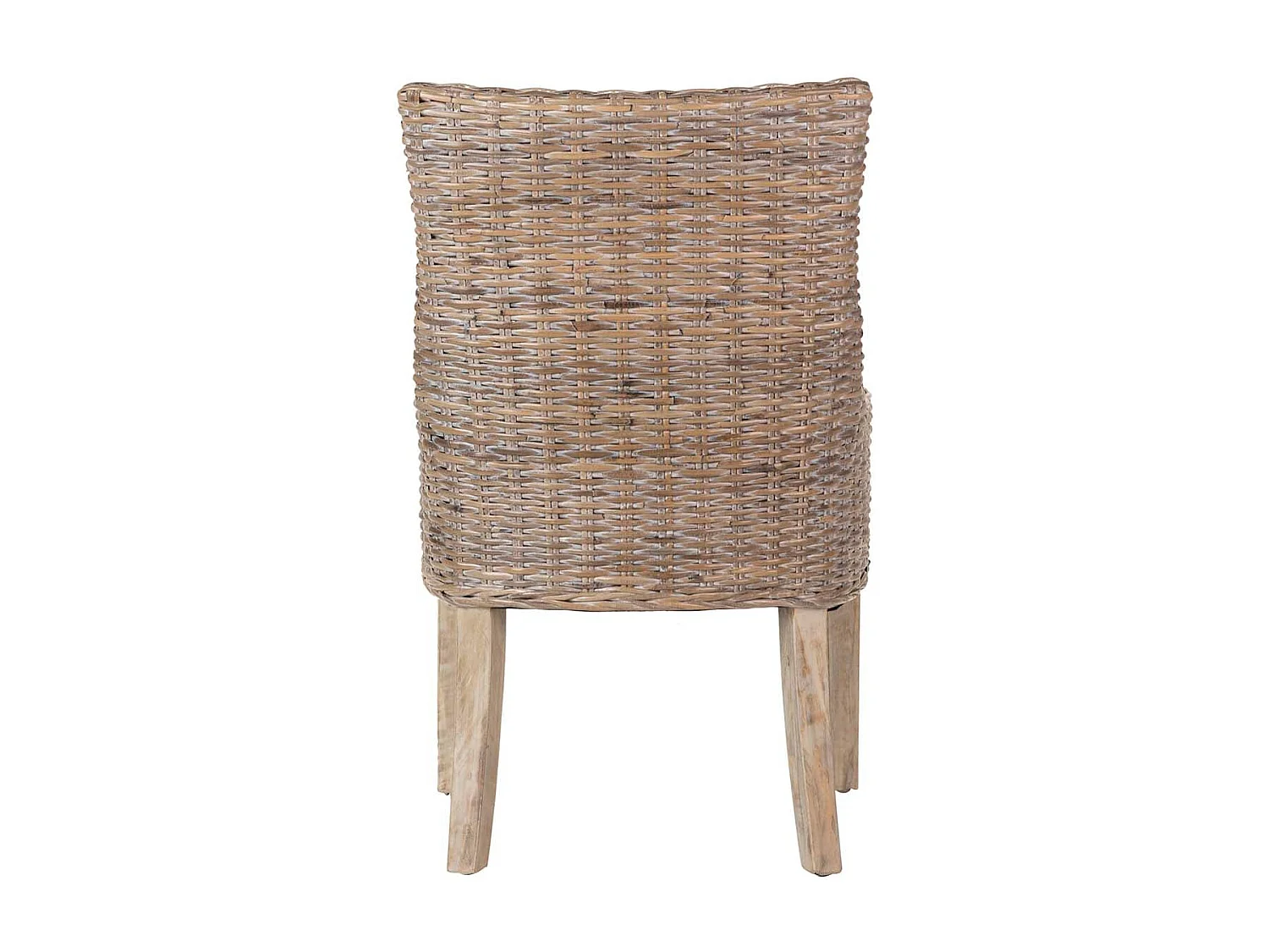 Silla Ratan Lino Madera Marrón Beige 54x52x91 Cm