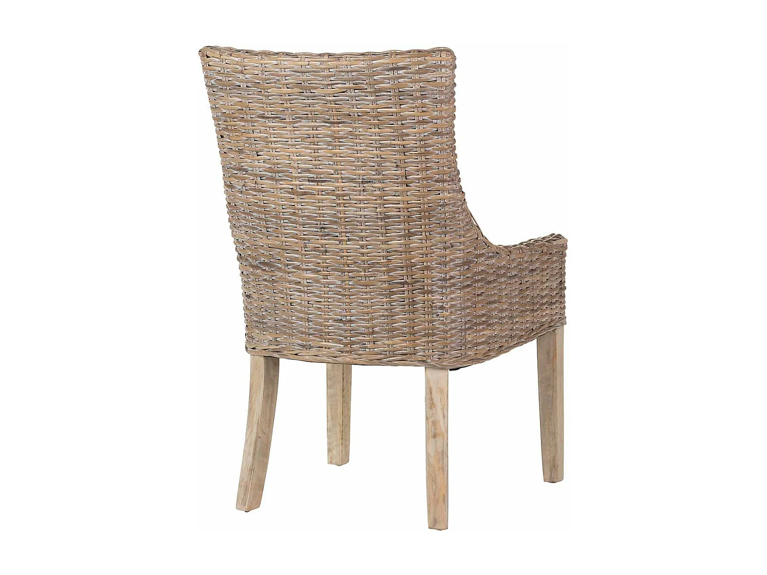 Silla Ratan Lino Madera Marrón Beige 54x52x91 Cm