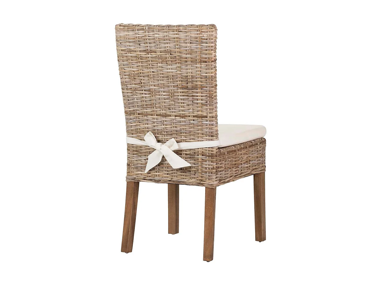 Silla Ratan Lino Madera Beige Natural 53x48x98 Cm